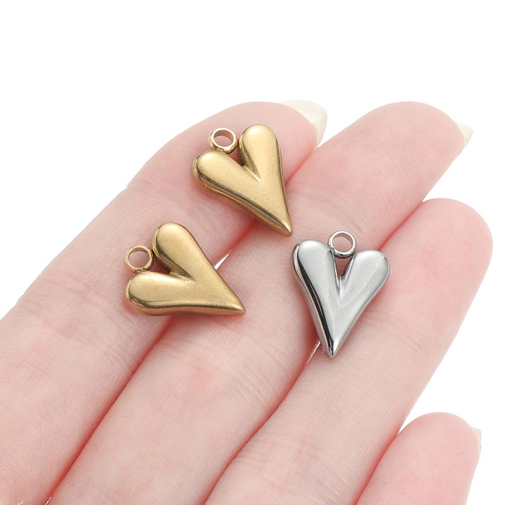 5pcs/lot Stainless Steel Heart Shape Charms Pendants for Handmade DIY Jewelry Necklace Earring Making Accessories