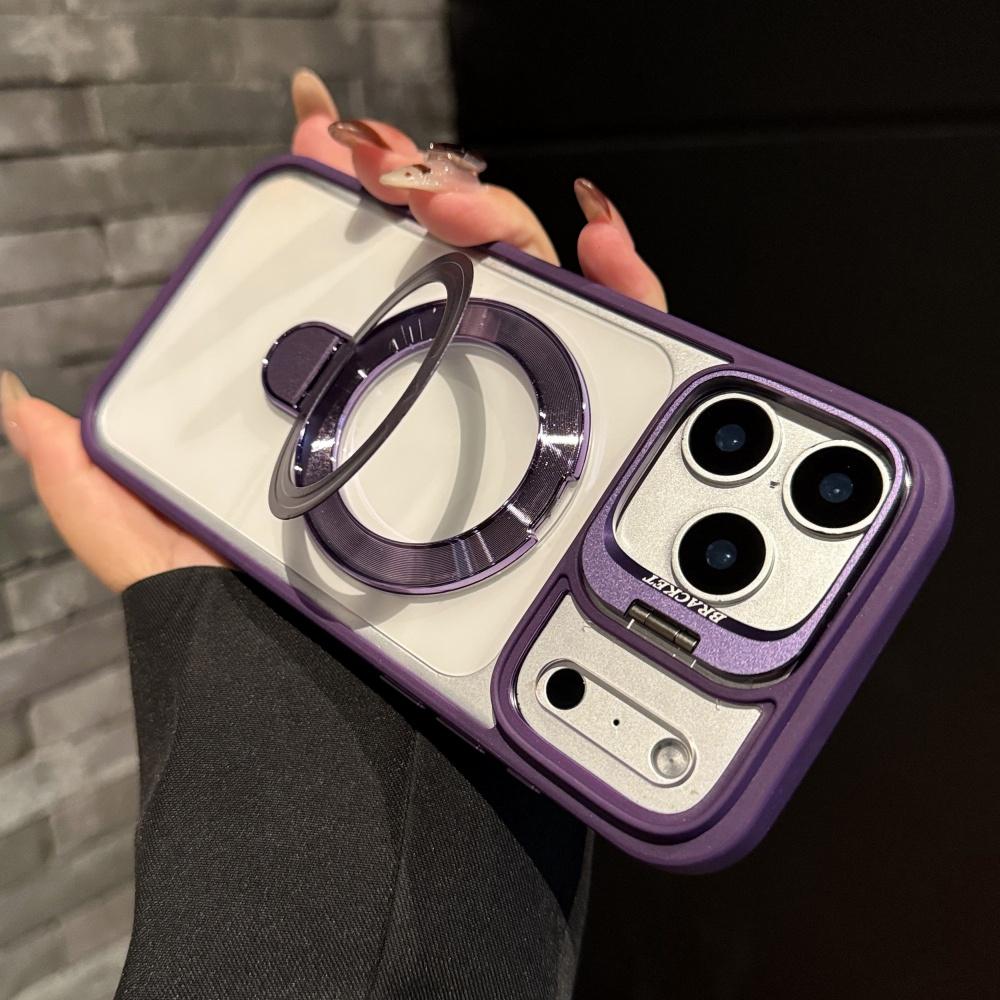 Fold Lens Stand Magnetic Holder Case For For Iphone 17 16 15 14 Plus 13 12 11 Pro Max Air Transparent For Magsafe Acrylic Hard Cover