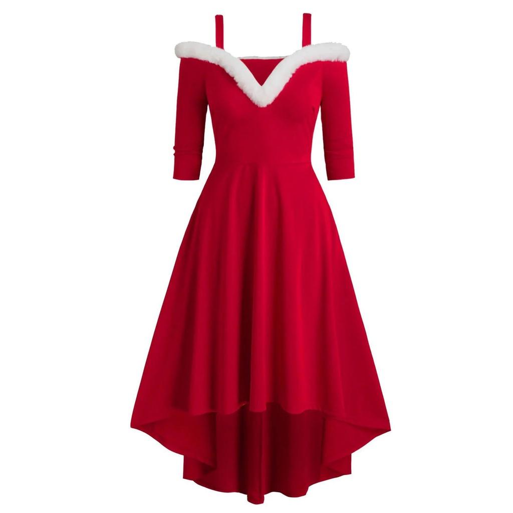 Mrs Santa Claus Christmas Dress Women Cosplay Party Costume Soft And Skin-touch Velvet Material