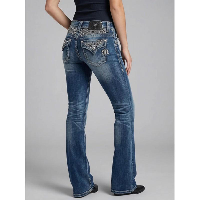 Damen High-Waist Weitbeinige Jeans mit Pailletten Streetwear Stil Lockere Passform Lässige Jeans
