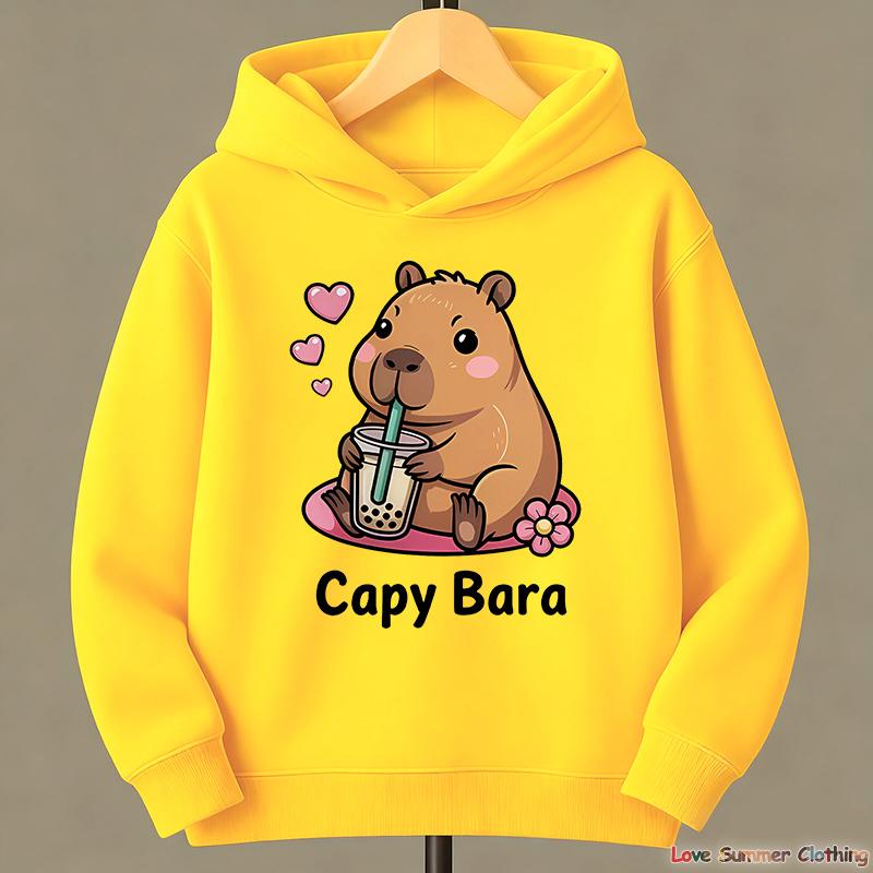 Roztomilá kapybara Rozkošné Kawaii dětské oblečení Teplé svetry a mikiny pro venkovní sporty na podzim a zimu pro dívky chlapce