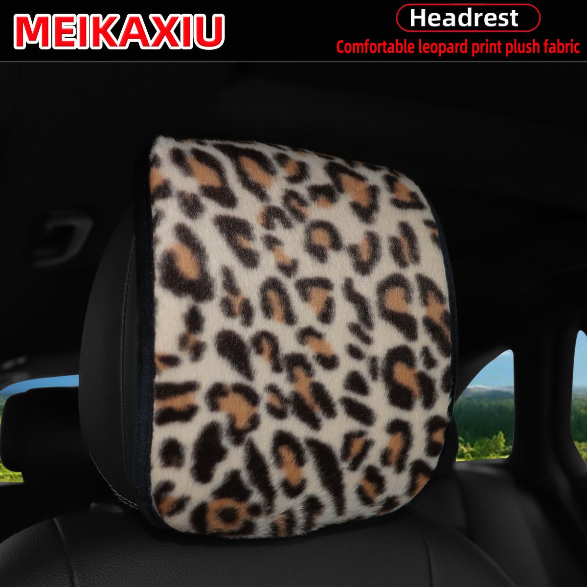 

1pc or 2pcs Comfortable artificial fur leopard print car headrest cover pillowcase car decoration business fashion
