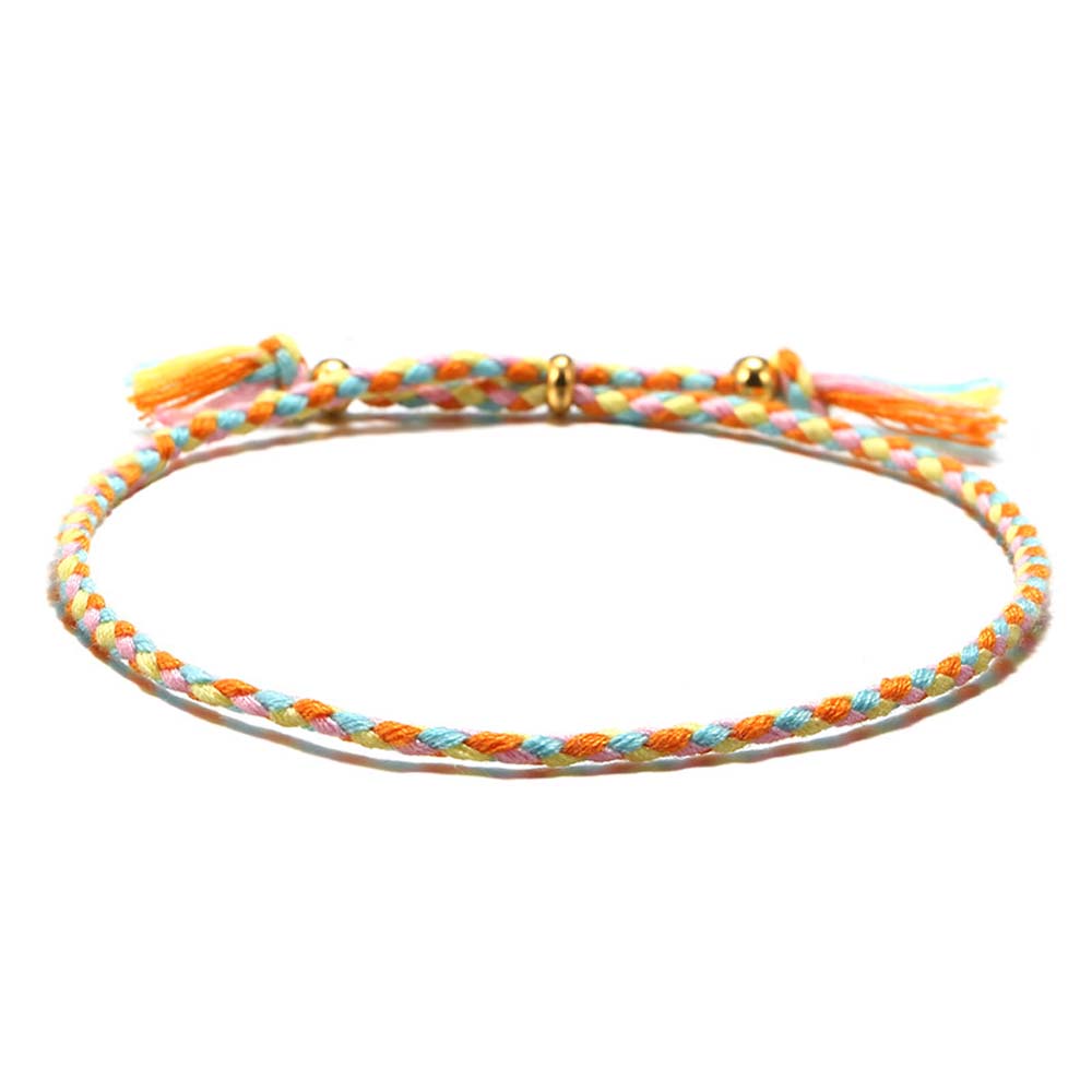 Women Copper Bead Girls Gift Fashion Accessories Polyester Thread Braid Hand Rope Woven Bracelet