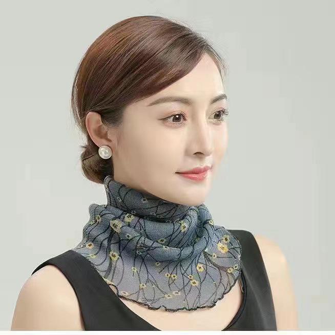 Women's Silk Scarf: Lightweight Sunscreen Veil, Neck Protection, Autumn/Winter Fashion Accessory.