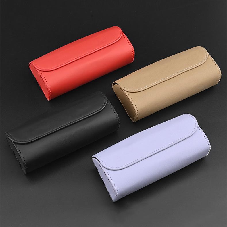 PU Leather Car Visor Sunglasses Case Clip Hanger Magnetic Fastener Sunglasses Holder Eyeglasses Storage Car Interior Accessories