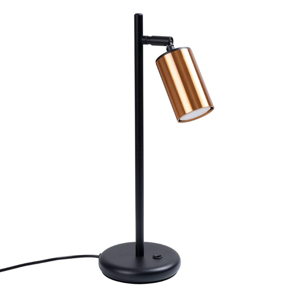 Lampa Biurkowa Czarna Nowoczesna Miedziany Klosz Winx 1Xgu10 10W Sl.1381 Sollux Lighting