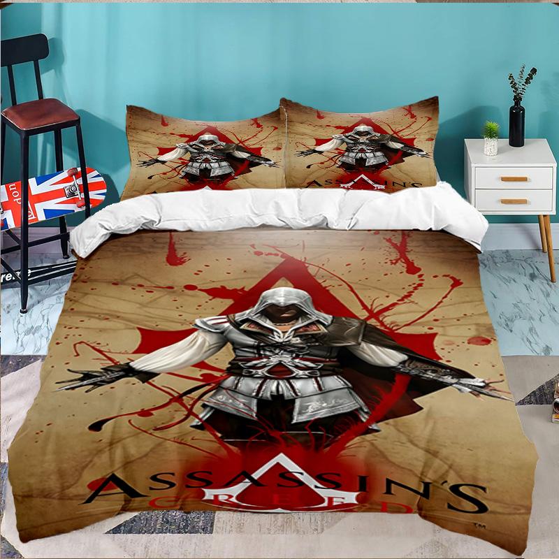 3PCS Assassin Bedding Set,Including 1pc Duvet Cover And 2pcs Pillowcases Perfect for Bedroom, Dormitory, Large size Fan Christmas gift