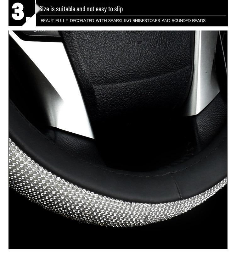 Universal Car Rhinestone Steering Wheel Cover - Four Seasons, Non-slip, Cute Full Diamond Crystal Design