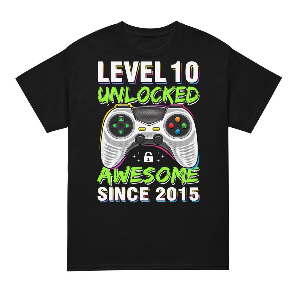 Уровень 10 Разблокирован Потрясающий с 2015 10-й День рождения Игровая футболка 4XL