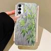 Green Bamboo Flower Camlet Texture Phone Case for Samsung Galaxy A55 A56 A36 A26 A16 A53 A06 A14 A24 A34 A54 A15 A25 A35 Cover