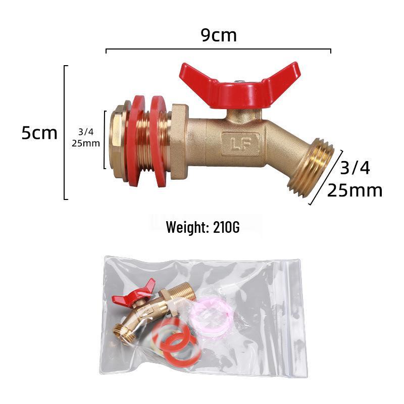 Cross-Border Brass Ball Valve with Bulkhead Fitting & G Thread Rain Barrel Faucet Set