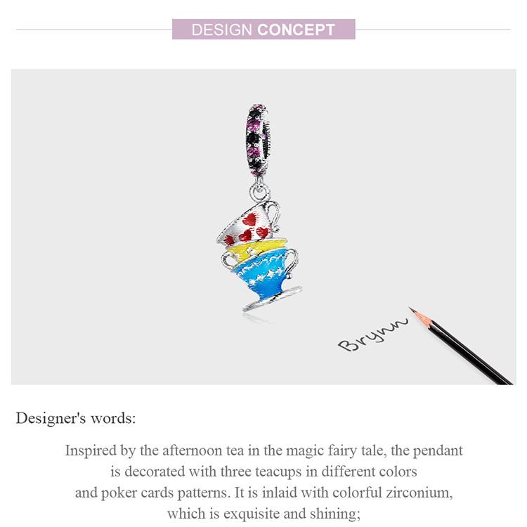 WOSTU 925 Sterling Silver Cute Magic Teacup Pendent Charms Beads for Women Fit Original DIY Bracelet Necklace Birthday Jewelry