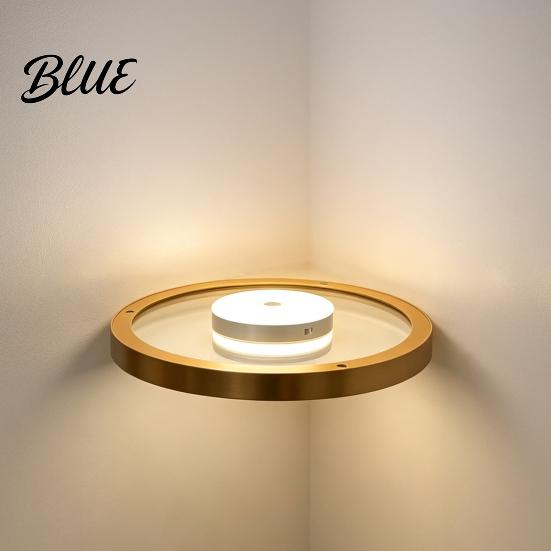 Modern Gold Metal Display Shelf Floating Wall with LED Light Rack Warm Ambient Light for Plants Book Space Saving Mounted Decor Hidden Bracket Sleek