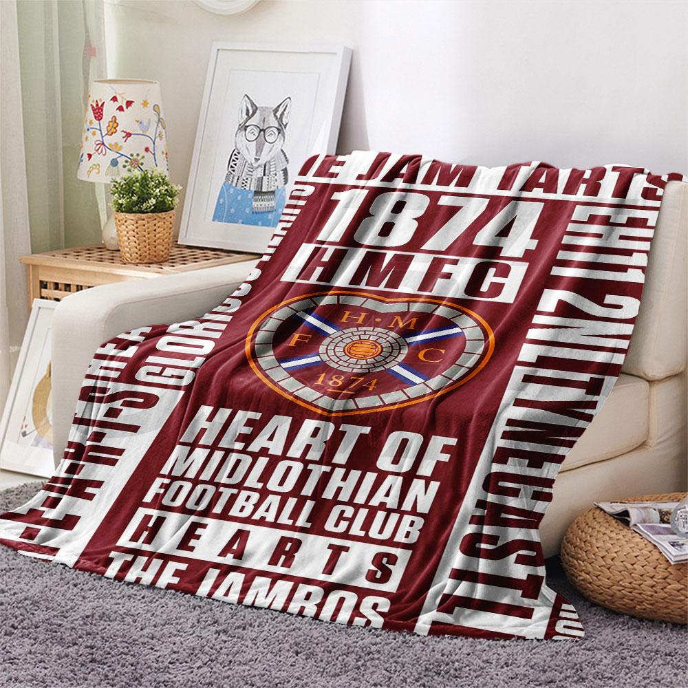 1 pièce Couverture en flanelle à motif du Heart of Midlothian Football Club Convient à toutes les saisons pour la décoration intérieure Chaleur et confort Cadeaux Cadeau de vacances