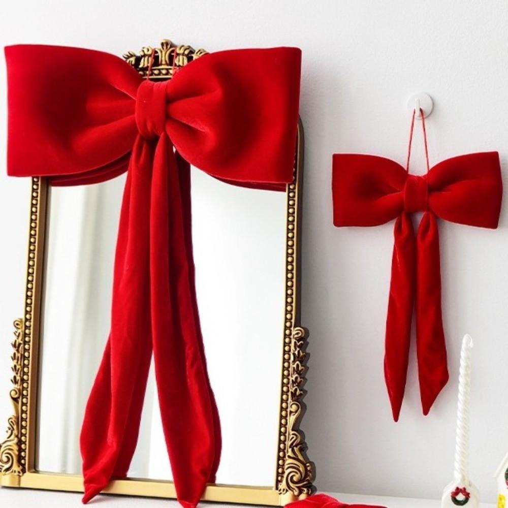 Flocking Large Bow Decor Soft Hanging Bowknot Christmas Bow Decoration  Home Decoration