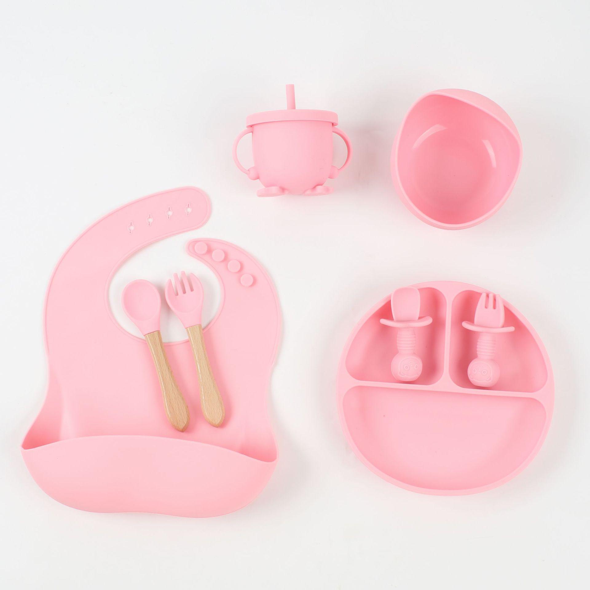 8-Piece Silicone Children s Tableware Set: Baby Food Bowls & Cartoon Suction Cups