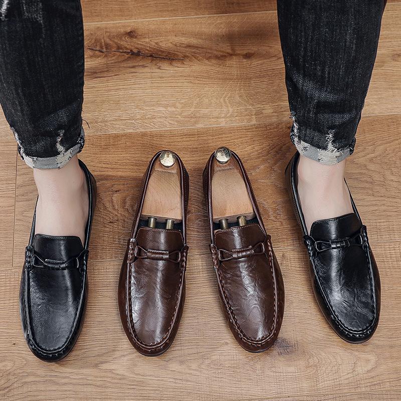 Summer New Men's Loafers Low-top Foot-fitting Lazy Shoes Men's Leather Shoes Doudou Shoes Men's Driving Shoes