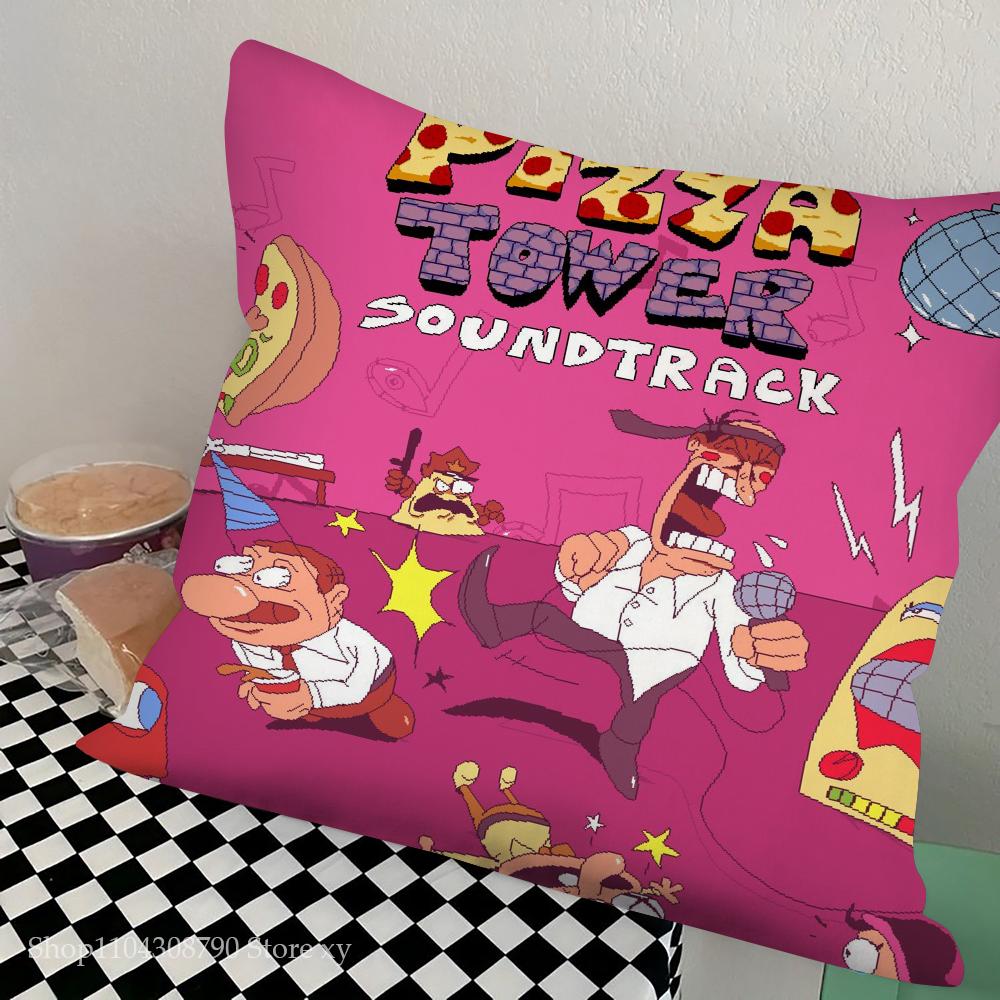 P-Pizza Tower Game Pillow Case Square Pillow Bedroom Sofa Leisure Comfort Cushion Car Living Room Home Decoration