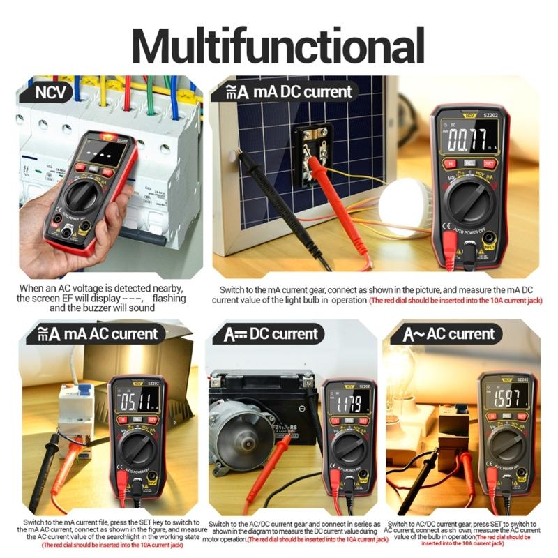 Digitalmultimeter mit berührungsloser Spannungserkennung, leicht zu tragen, Digitalmultimeter mit Data-Hold-Funktion für zu Hause