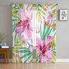 Hawaiian Flower Plant Jungle Palm Tropical Sheer Curtains for Living Room Bedroom Decor Window Voile Tulle Curtain Drapes