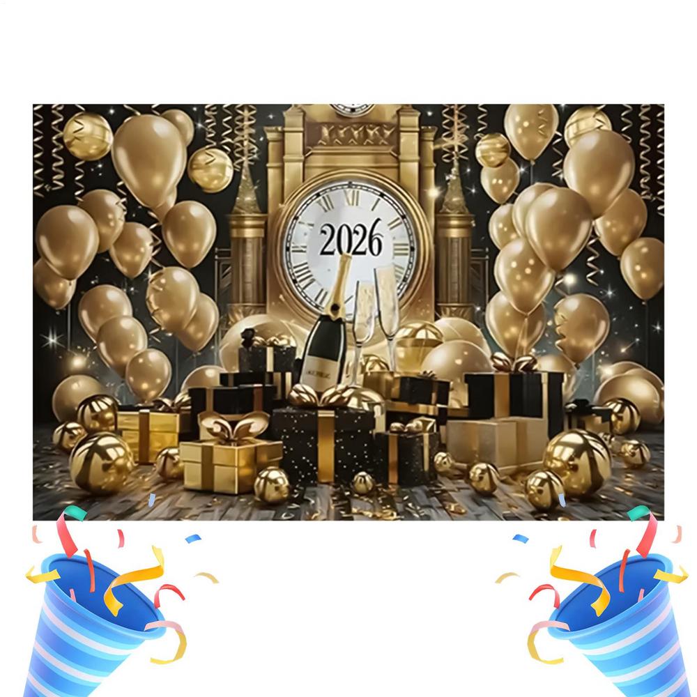 Happy New Year Banner 7x5 Ft 2026 Holiday Wall Sign New Years Decorations For Indoor Outdoor Party Christmas Home Office School