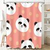 Cute Panda Printed Shower Curtain Waterproof Fabric Home Decor Bath Curtains for Kids Bathroom Pink with White Black Panda Desig