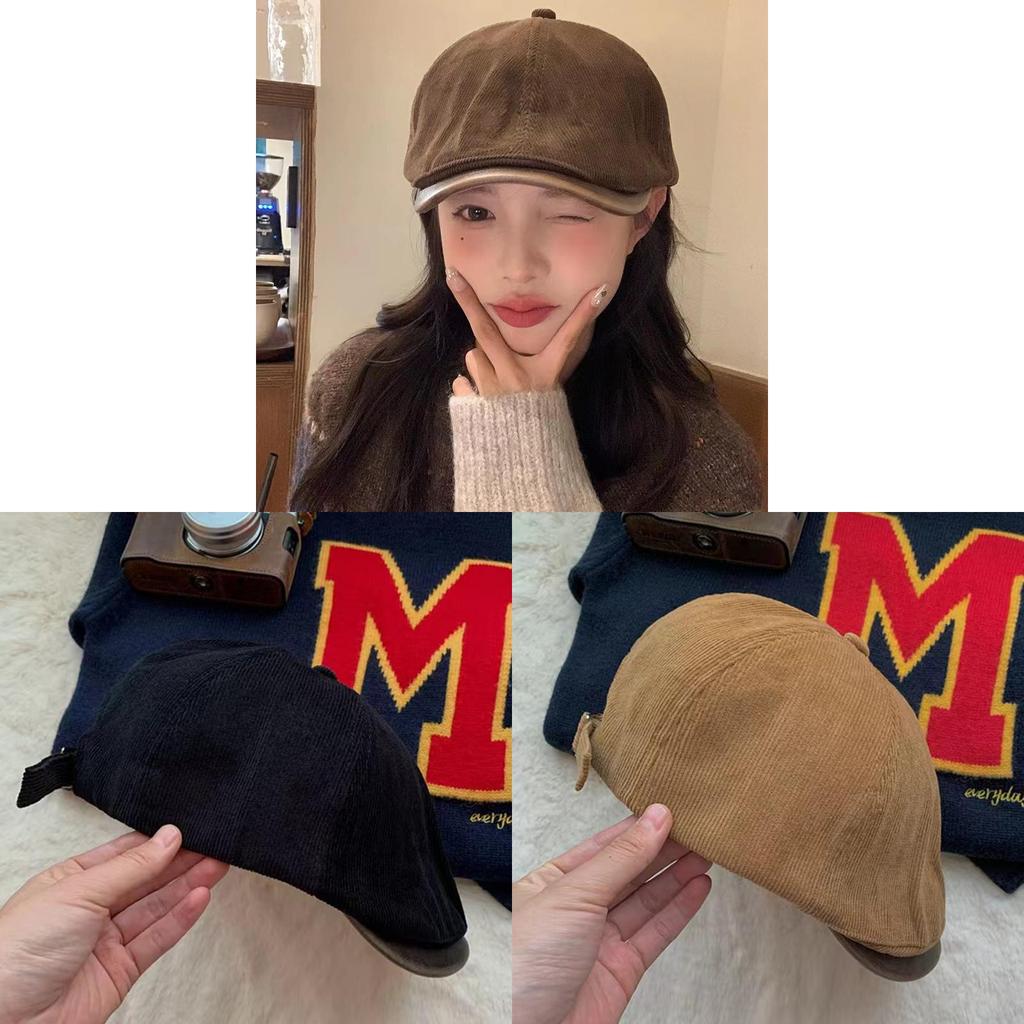 Corduroy Beret Hat For Women Autumn Winter With Breathable Warmth And Sun Protection