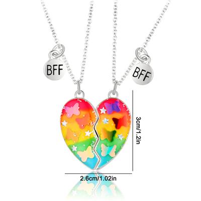 2 Pcs BFF Necklaces for W/ for Butterfly Sequin Sister Necklaces Jewelry Gift Fo