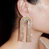 Orecchini a Frange a U con Strass alla Moda per Donna Orecchini Lunghi Multistrato Brillanti Esagerati Accessori Gioiello