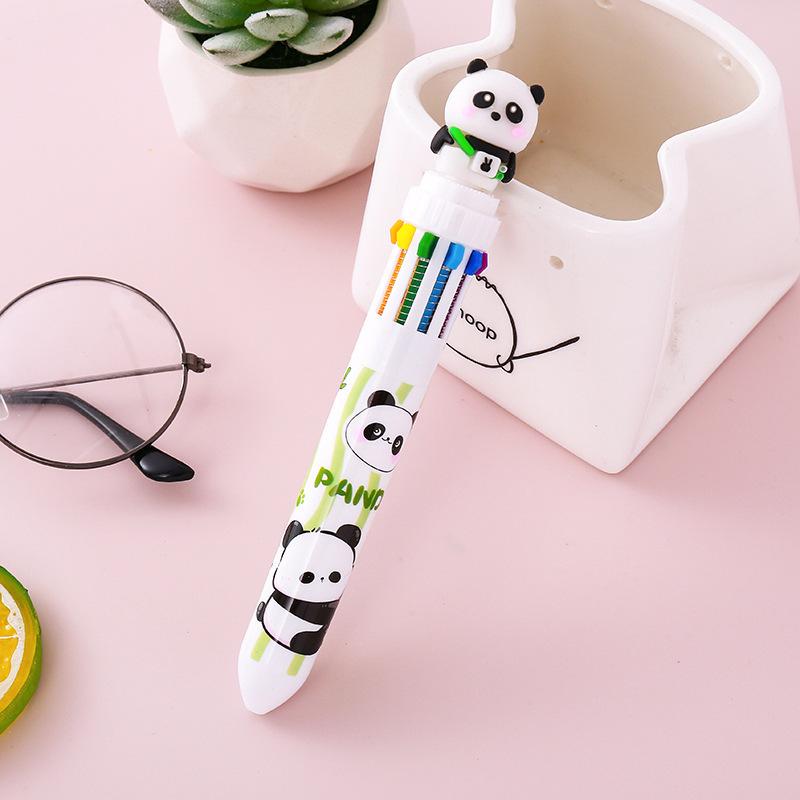 8 STÜCK Cartoon Niedliche Pandas 10-Farben Kugelschreiber Bunt Drückbar 0,7mm Rollerball Stift Doodle Marker Studenten Bürogebrauch, Abschlusssaison Zurück zur Schule