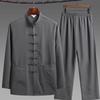 Men's Tang Suit Ice Silk Set - Long-Sleeve Chinese Tai Chi Hanfu for Spring/Summer