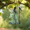 Decorative Hanging Ornaments Stained Glass Style Skeleton Fairy Window Suncatcher, Acrylic Ornament with Butterfly Wings Office Decorations for Living