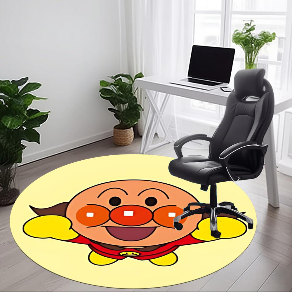 1pc Anpanman Chair Carpet for Office, Indoor Non Slip Washable Polyester Fiber Carpet, Mat For Office, Machine Washable