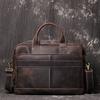 Leather Men'S Handbag Crazy Horse Leather Women'S One Shoulder Oblique Briefcase Large Capacity Computer Bag
