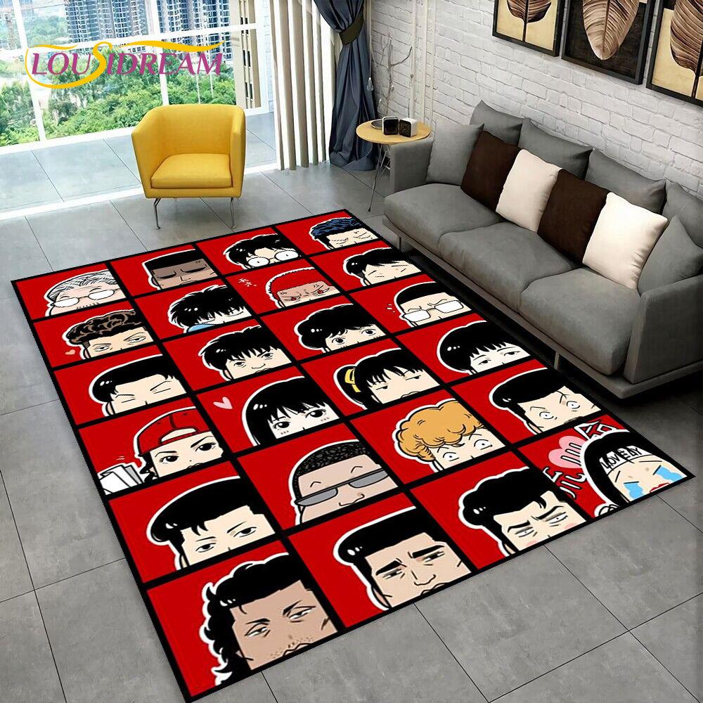 Tappeto Area Slam Dunk Anime Cartone Animato Giapponese, Tappeto per Soggiorno Camera da Letto Divano Zerbino Decorazione, Tappetino Antiscivolo per Bambini