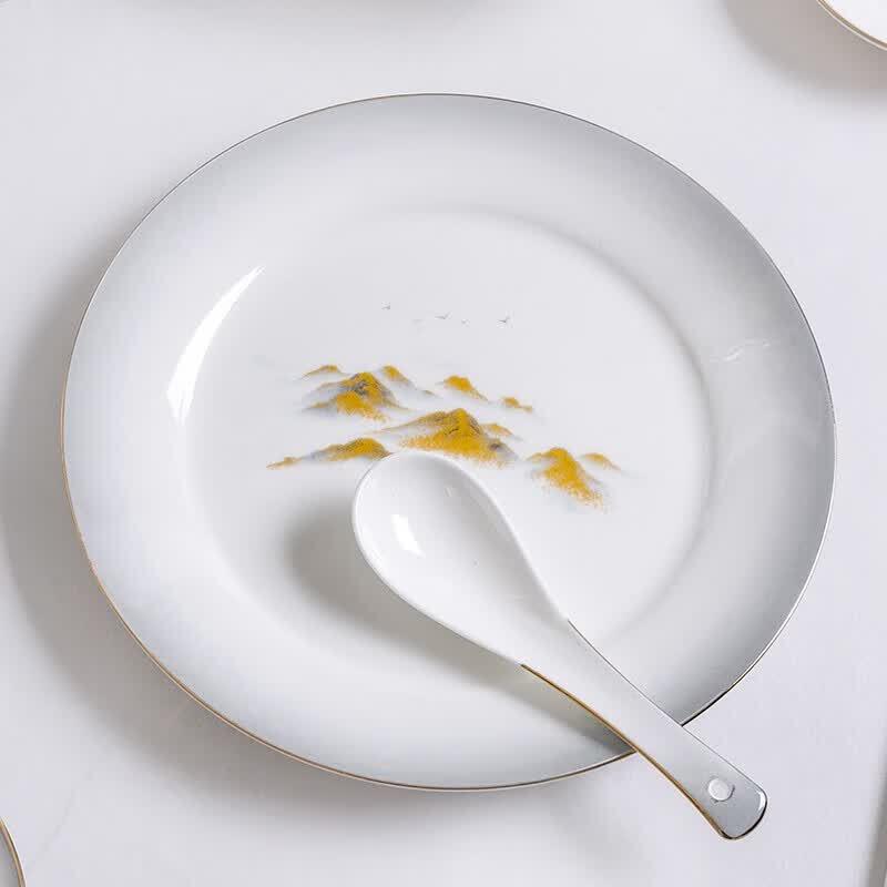 DePots Jingshan Yinshan Ceramic Dinnerware Set 46-Piece