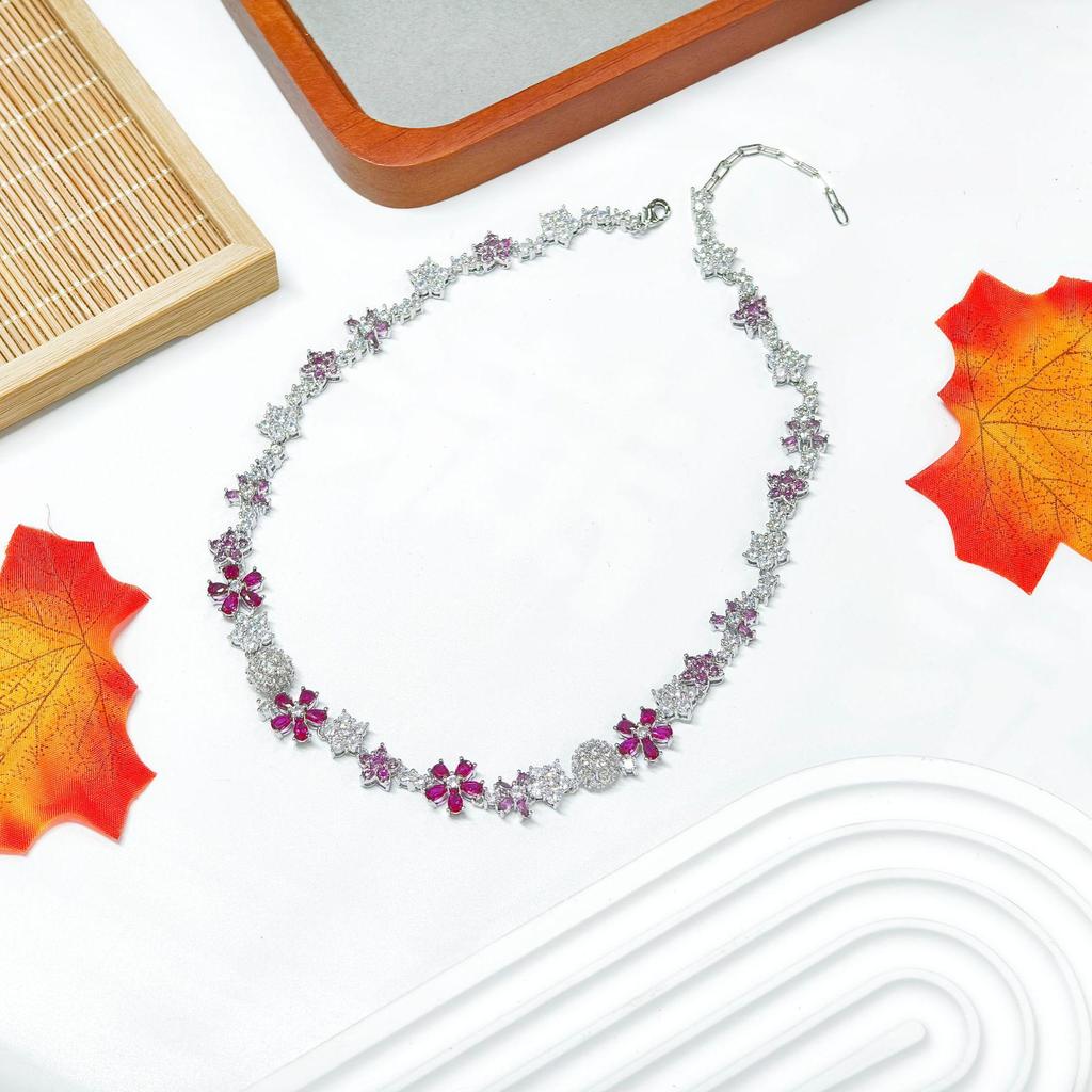 Gusien Jewelry's Midsummer Night's Dream 5-Piece Set: Necklace, Pendant, Ring, Earrings & Bracelet in Red Hot Style.
