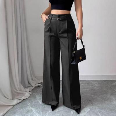 European and American 2025 Autumn/Winter Women's Casual High-Waisted Loose Straight-Leg Suit Pants