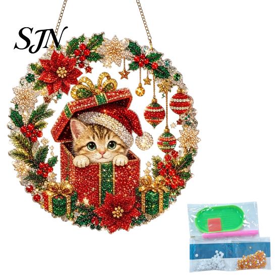 Sunlight Reflecting Ornaments Christmas Faux Diamond Art Ornament, DIY Santa Claus Sun Catcher Kit, Rhinestone Parent Child Interactive Crafts