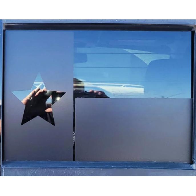 for Ford F150 2015-2025 2026 Rear Middle Window Texas Flag Decals, Matte Black Texas Flag Decal