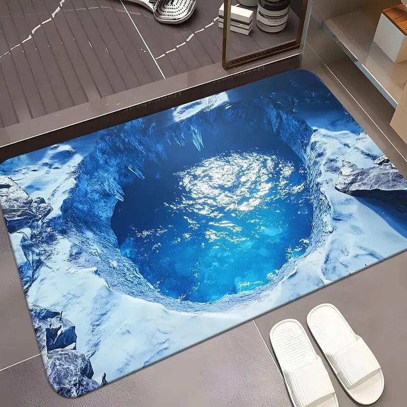 3D Hollow Illusion Bathroom Floor Mat Washbasin Bathtub Side Anti Slip Absorbent Rug Porch Entrance Exquisite Anti Slip Mat