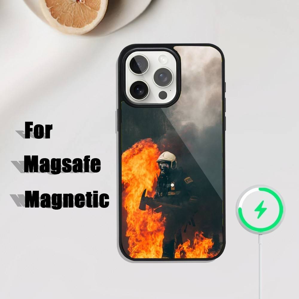 

Fireman Firefighter Phone Case For iPhone 17,16,15,14,13,12,11,Pro,Max,Plus,Mini,SE4,E Magnetic Magsafe Wireless Charging iPhone16