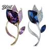 Rhinestone Pin Women Brooch High-Gloss Inlay Sparkling Tulip Design Lapel