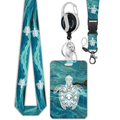 Lanyard Ausweishalter mit Schlüsselring Schönes Nackenband Reizende Schildkröten Namenskartenhülle Etui für Studenten