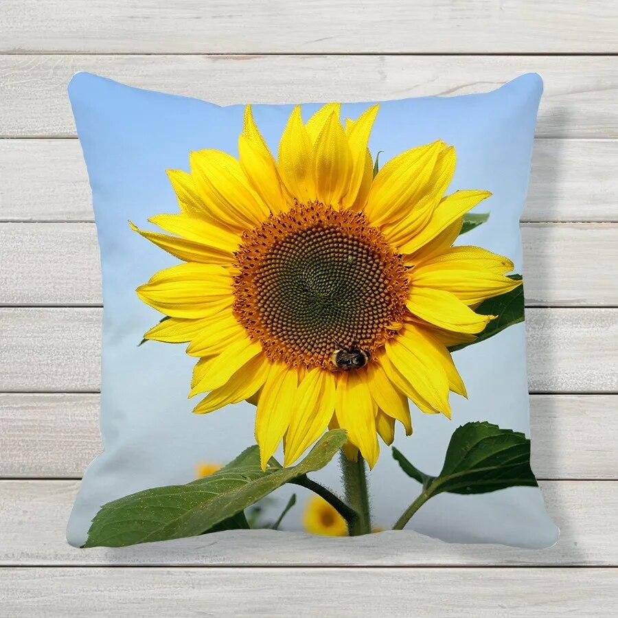 

Модельная комната, диван, подушка, подсолнечник, цветок, принт, наволочка, татами, прикроватная подушка, чехол 40x40cm