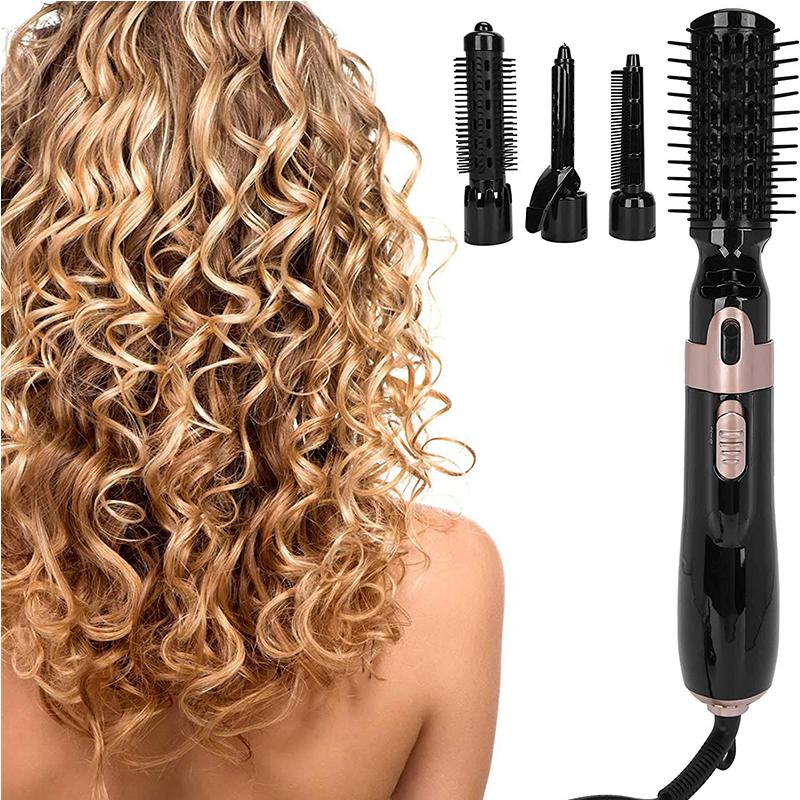 Hair Blower Brush Negative Ion Hair Dryer Brush 4 in 1 Blow Dryer Hair Curling Iron Straightening Brush
