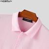 INCERUN Übergroße Herren Umlegekragen Kurzarm Textur Lässige T-Shirts Tops