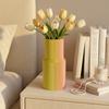 3D Printed Vase Straight Shape Flower Vase Decorative Flower Container for Roses Tulips Dried Fresh Flowers Vertical Pattern Decorative Vase for Home
