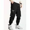 Men Drawstring Elastic Waist Multi Pocket Cargo Pants Ankle Cuffed Jogger Casual Street Trousers