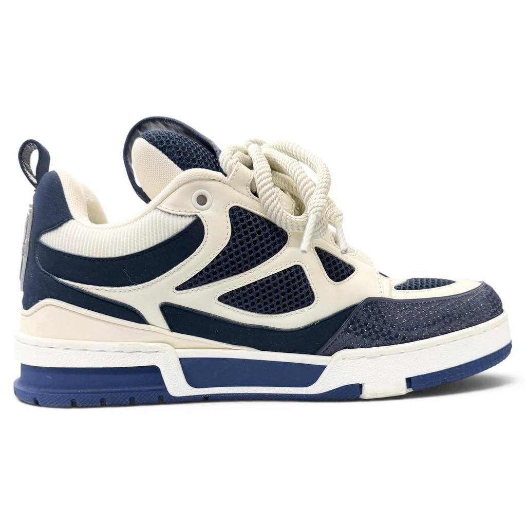 Great LOUIS VUITTON Low Cut Sneakers LV Skate Line Monogram Flower Marine Used